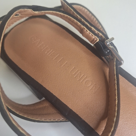 Gabrielle Union April Faux Leather Croc Embossed Ankle Sandals Size 10 - Picture 8 of 10